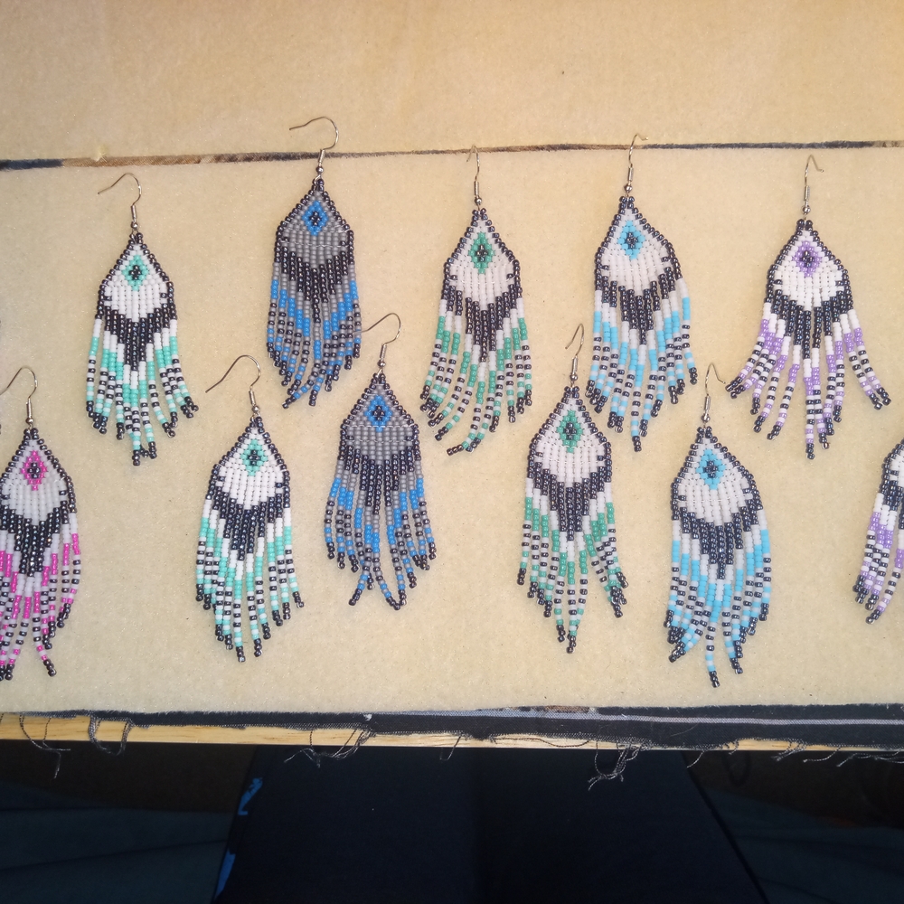 Handcrafted Beaded Fringe Earrings - Multicolor